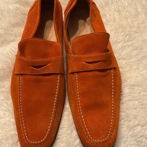 Paul Fredrick Orange Suede Loafer.  Made in Italy, Size 11